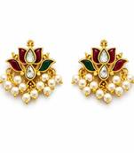 Padma kundan pearl stud earrings