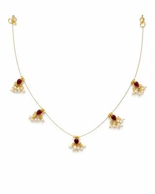 Noor Reversible Red & Green Pearl Charm Wire Necklace | 18K Gold Plated Festive Jewellery 1