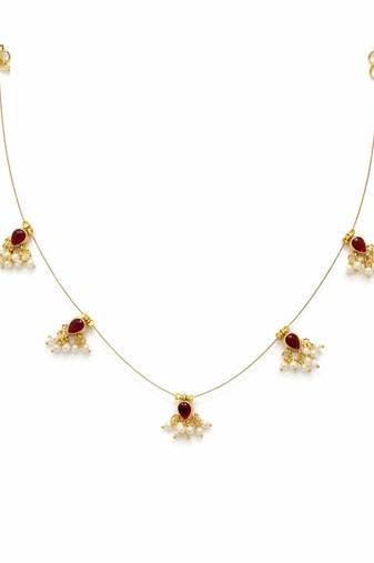 Noor reversible pearl charm wire necklace