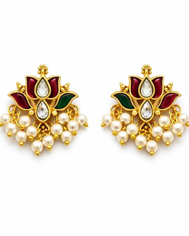 Padma kundan pearl stud earrings