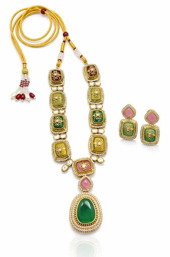 Rang mahal kundan statement necklace set