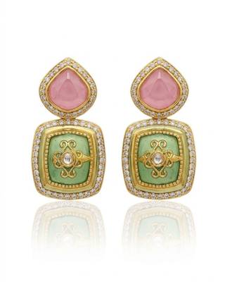 Rang Mahal Kundan Statement Necklace & Earrings Set | Women’s Multi-Color 18K Gold Plated Festive & Bridal Jewellery 4