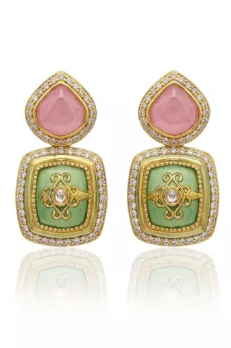 Rang Mahal Kundan Statement Necklace & Earrings Set | Women’s Multi-Color 18K Gold Plated Festive & Bridal Jewellery