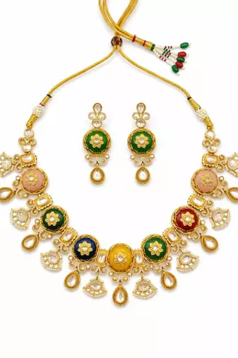 Rang Noor Heavy Multicoloured Bridal Set | 18K Gold Plated Festive & Wedding Statement Jewellery