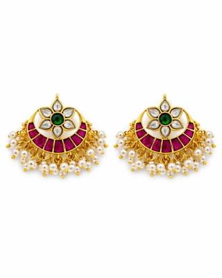 Padma Noor Kundan Statement Stud Earrings | Bold Kundan Studs | Traditional & Festive Jewellery 1