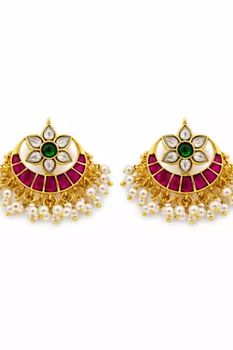 Padma Noor Kundan Statement Stud Earrings | Bold Kundan Studs | Traditional & Festive Jewellery