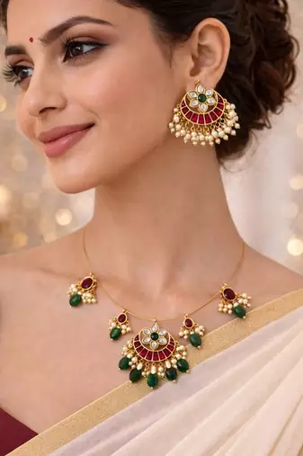Padma Noor Kundan Statement Stud Earrings | Bold Kundan Studs | Traditional & Festive Jewellery
