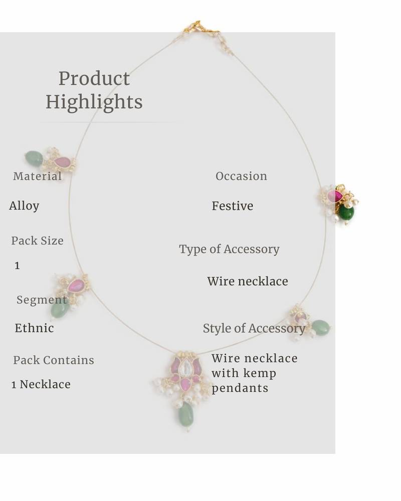 Padma noor mini kundan pearl wire necklace