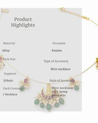 Lakshmi Noor Kundan Pearl Wire Necklace | Temple Lakshmi Festive Jewellery | 18K Gold Plated 5