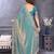 Sky blue fandy satin saree with embroidered lace border and matching blouse piece