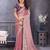 Pink fandy satin saree with embroidered lace border and matching blouse piece