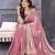 Pink fandy satin saree with embroidered lace border and matching blouse piece