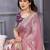 Pink fandy satin saree with embroidered lace border and matching blouse piece