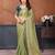 Light green fandy satin saree with embroidered lace border and matching blouse piece