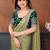 Light green fandy satin saree with embroidered lace border and matching blouse piece