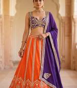 Two Tone Silk Lehenga Choli Sequins Embroidery Semi Stitched Designer Wedding Set