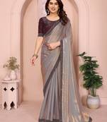 gold fandy satin saree with sequin lace border and designer blouse