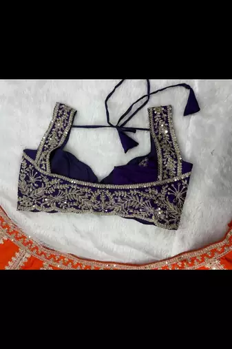 Two Tone Silk Lehenga Choli Sequins Embroidery Semi Stitched Designer Wedding Set