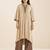 women’s beige viscose blend v neck kurta with front pleat design