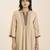 women’s beige viscose blend v neck kurta with front pleat design