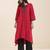 women’s red viscose blend v neck kurta with front pleat design