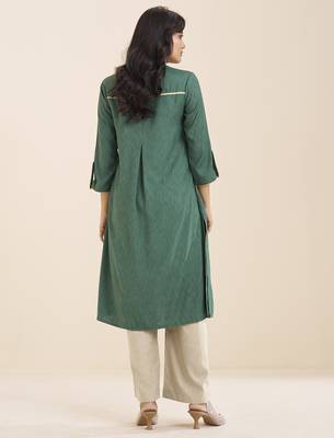 premium sea green viscose blend ethnic kurta for women 2