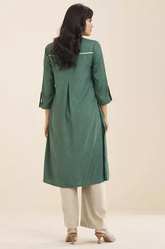 premium sea green viscose blend ethnic kurta for women