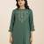 premium sea green viscose blend ethnic kurta for women