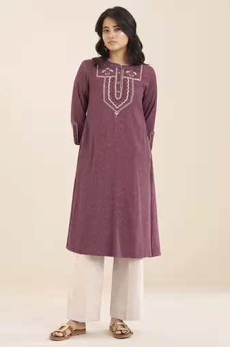 premium light wine viscose blend ethnic kurta for women