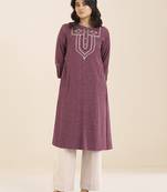 premium light wine viscose blend ethnic kurta for women
