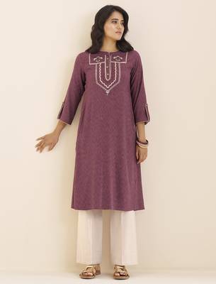 premium light wine viscose blend ethnic kurta for women 4