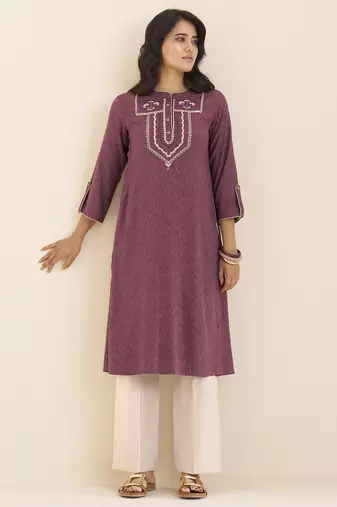 premium light wine viscose blend ethnic kurta for women