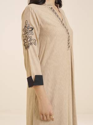 women’s beige viscose blend straight fit kurta for casual wear 5