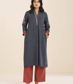 women’s grey viscose blend straight fit kurta for casual wear