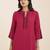 women’s red straight fit viscose blend kurta