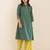 women’s green viscose blend straight kurta for casual wear