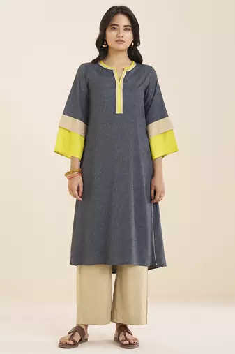 women’s black straight cut viscose rayon kurta