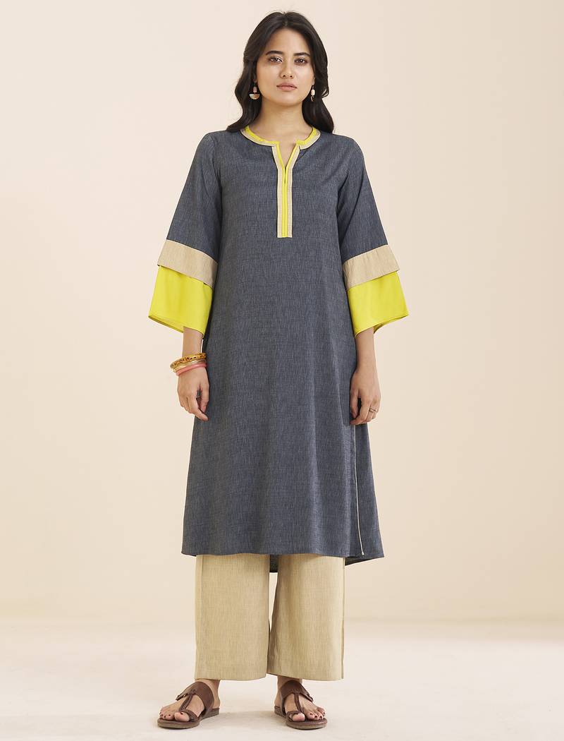 women’s black straight cut viscose rayon kurta