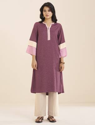 women’s wine straight cut viscose rayon kurta 1