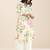 women’s linen blend cream kurta with soft pink floral print