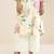 women’s linen blend cream kurta with soft pink floral print