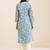 women’s premium blue linen blend printed kurta