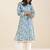 women’s premium blue linen blend printed kurta