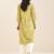 women’s light yellow linen blend printed kurta