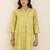 women’s light yellow linen blend printed kurta
