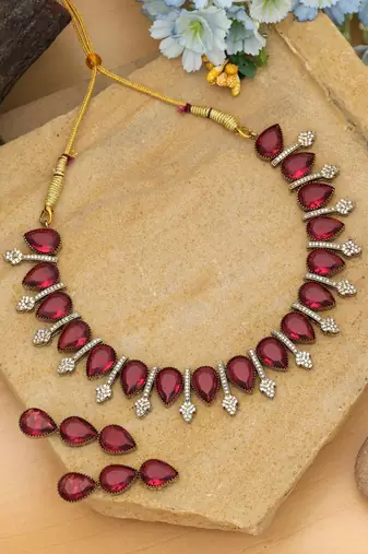 Rani color american diamond necklace set