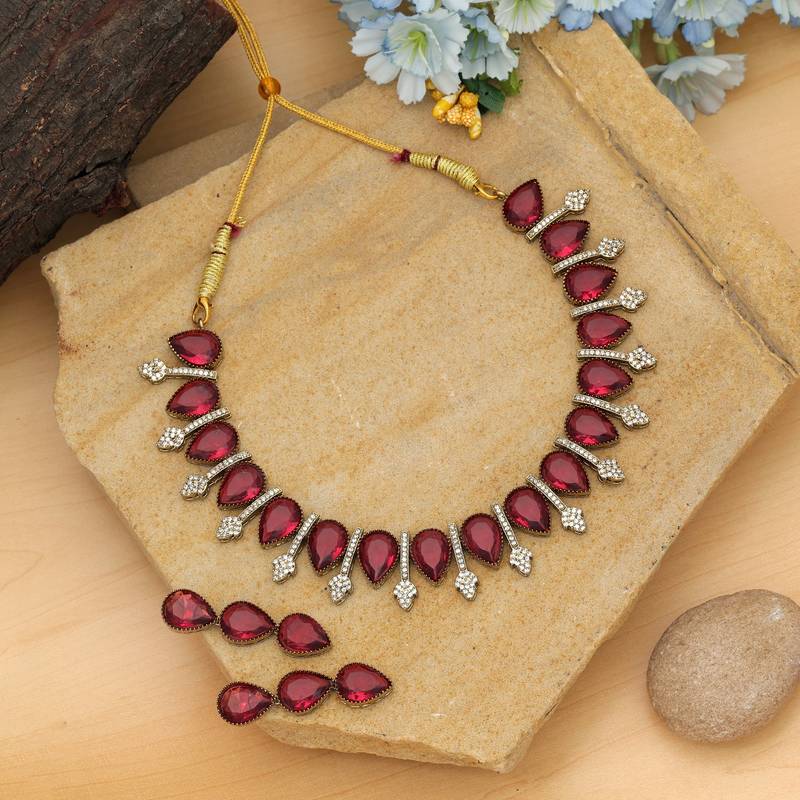 Rani color american diamond necklace set