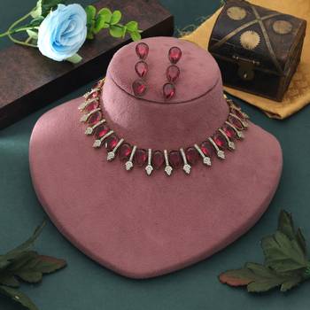 designer rani color american diamond necklace set 2
