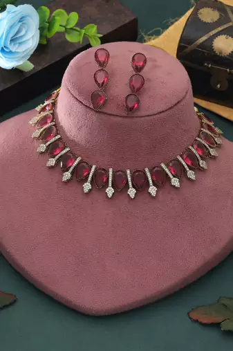 designer rani color american diamond necklace set