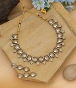 designer gold color american diamond necklace set